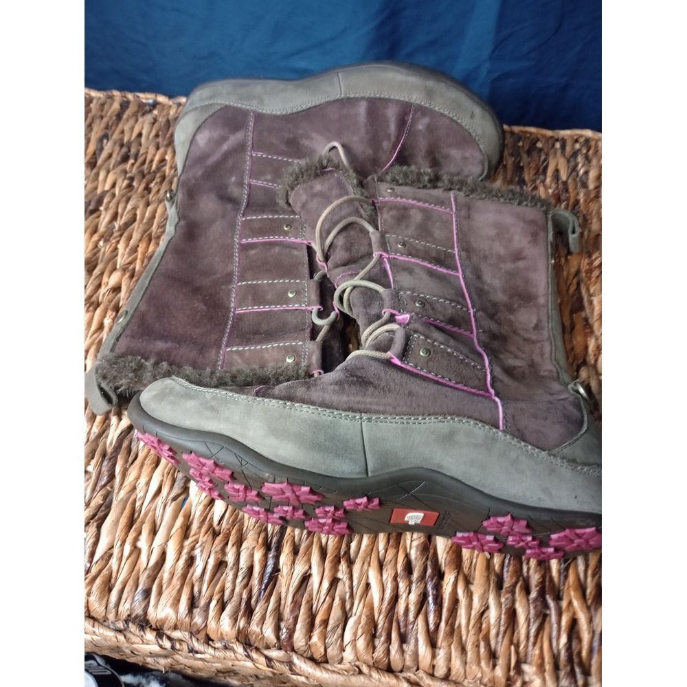 The North Face Boots 9 Primaloft‎ Brown Suede Snow boots Faux Fur Trim 200g